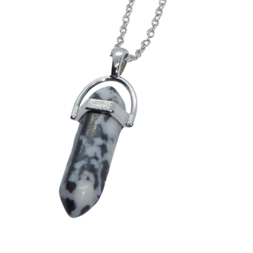 Hot Topic Speckled Quartz Hexagonal Chakra Necklace